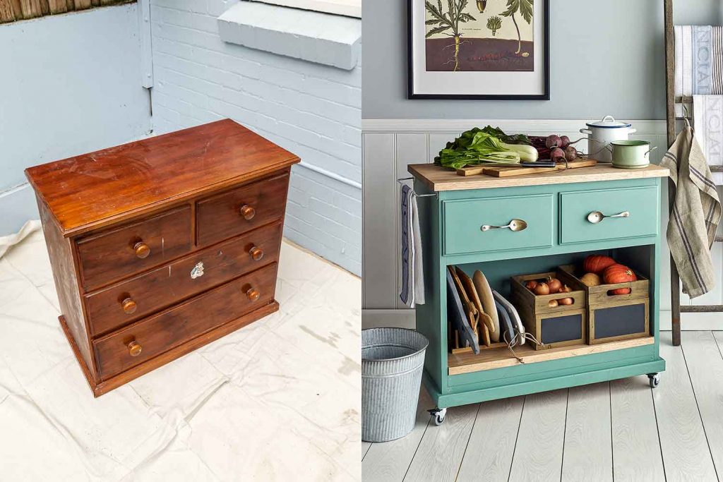 5 Creative Ways To Upcycle Old, Turn Furniture Into Kitchen Island