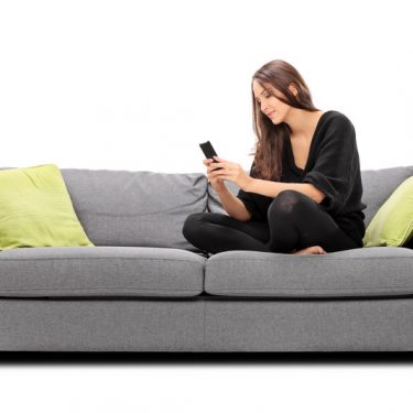woman sitting on the sofa