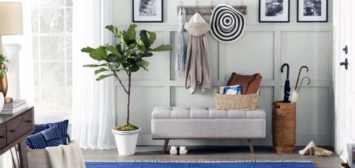 stylish entryway with bench