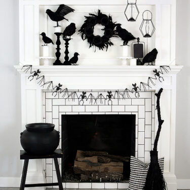 Black and white Halloween decorations