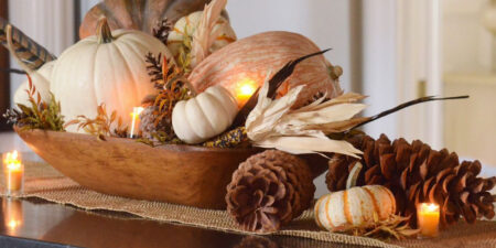 Neutral color natural fall centerpiece
