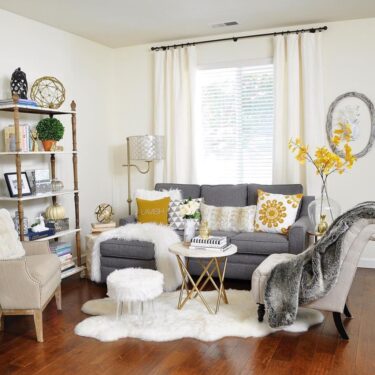 Personalized space with lavish grey and yellow accessories