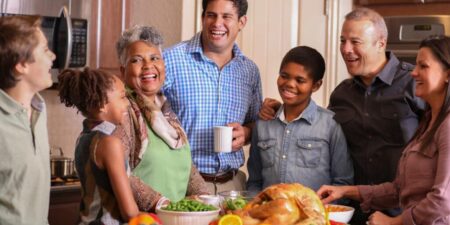 Interracial family on Thanksgiving