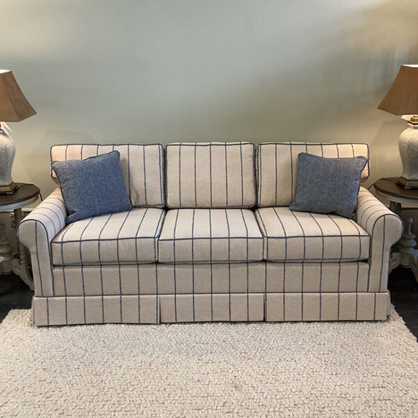Copley Sofa with rolled arms in striped fabric