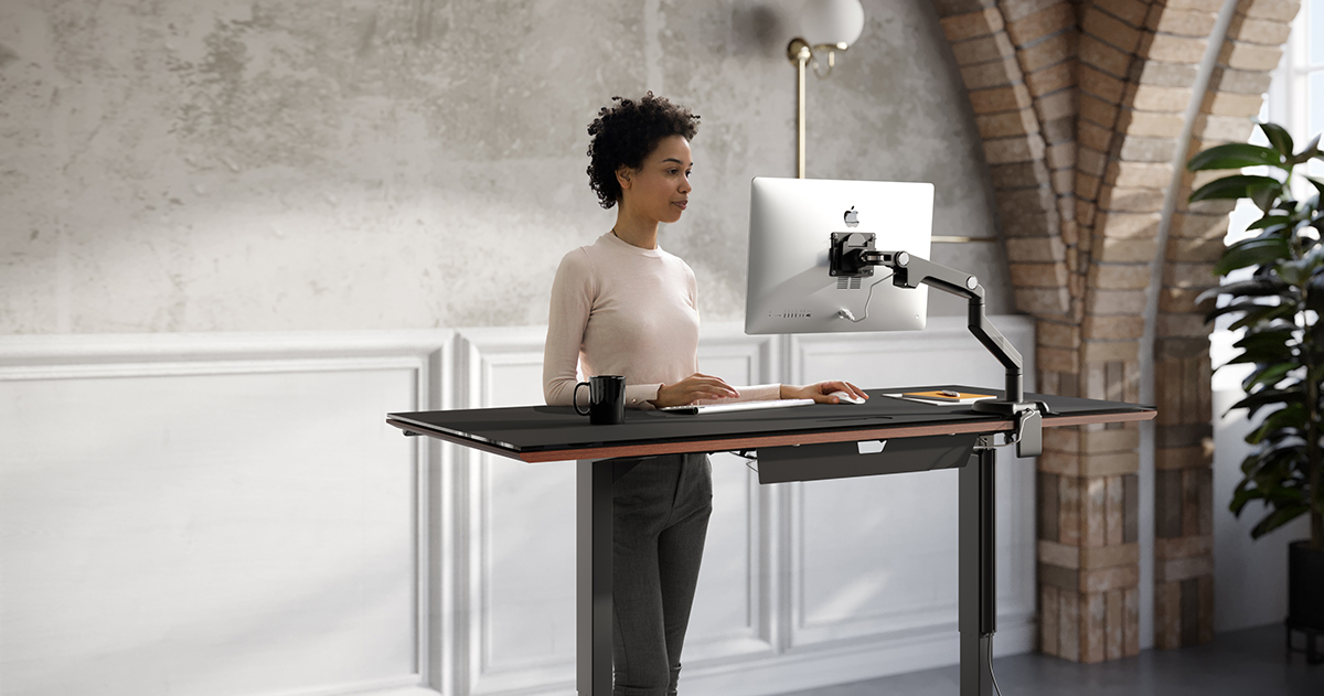 Woman working at standing desk