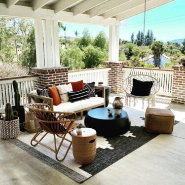 Outdoor space defined by rug