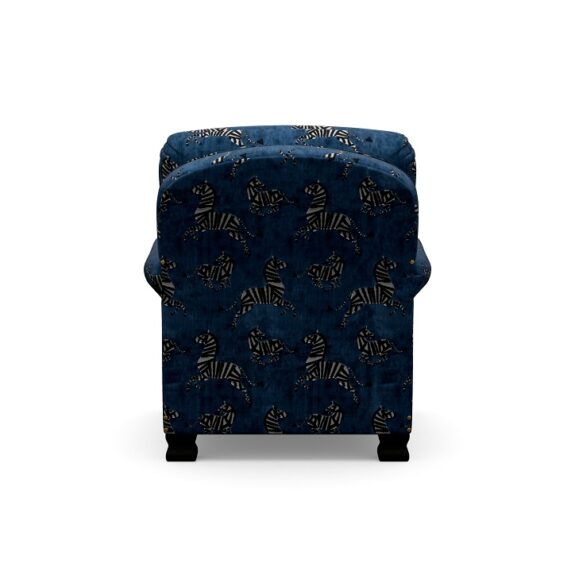blue chair with rolled arms