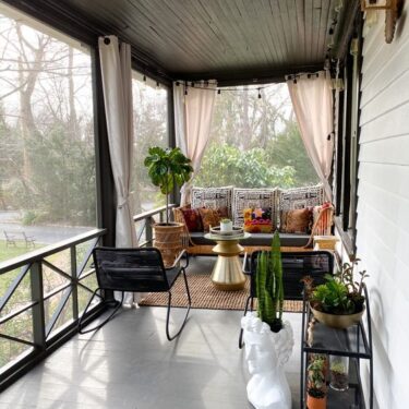 Porch with seating and plants