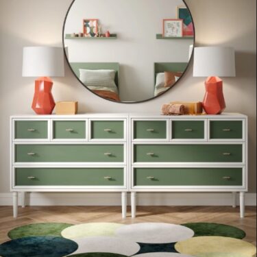 Teenager's bedroom with green dressers