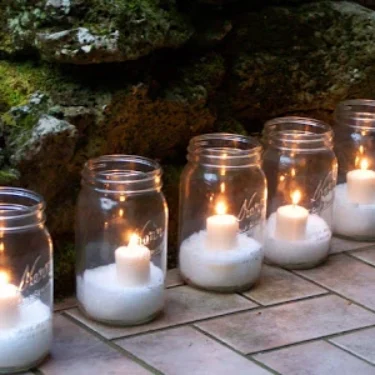 Mason jars filled with outdoor lights