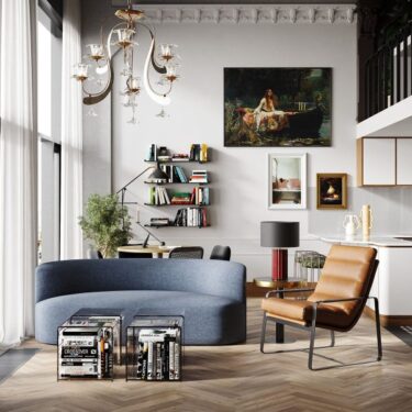 organized eclectic styled living room
