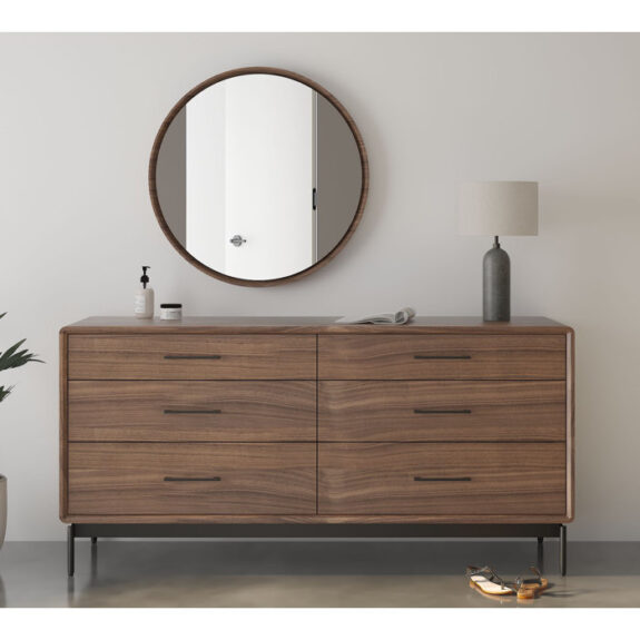 LINQ-Round-Wood-Wall-Mirror
